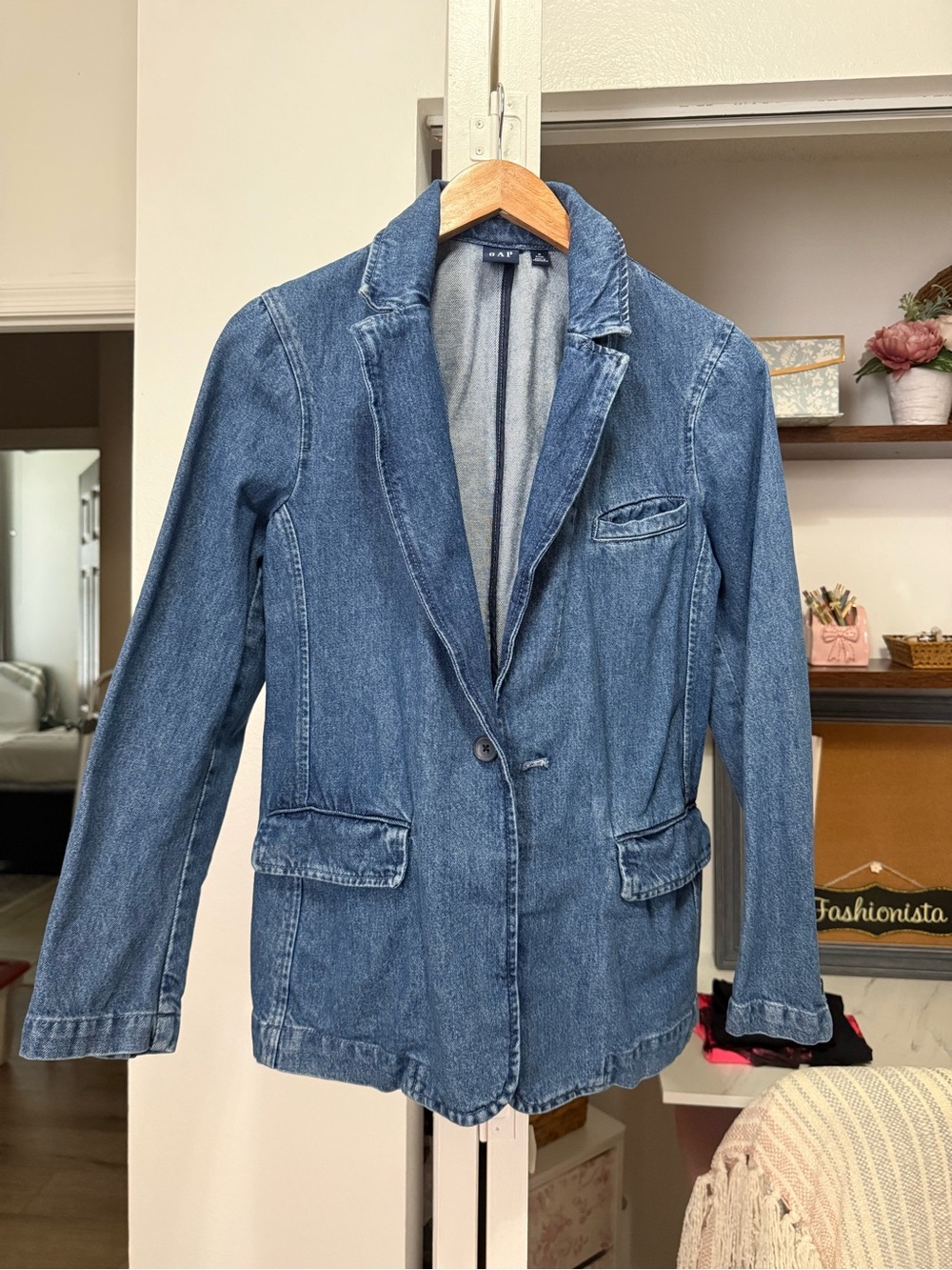 GAP Medium Blue Denim Blazer Jacket